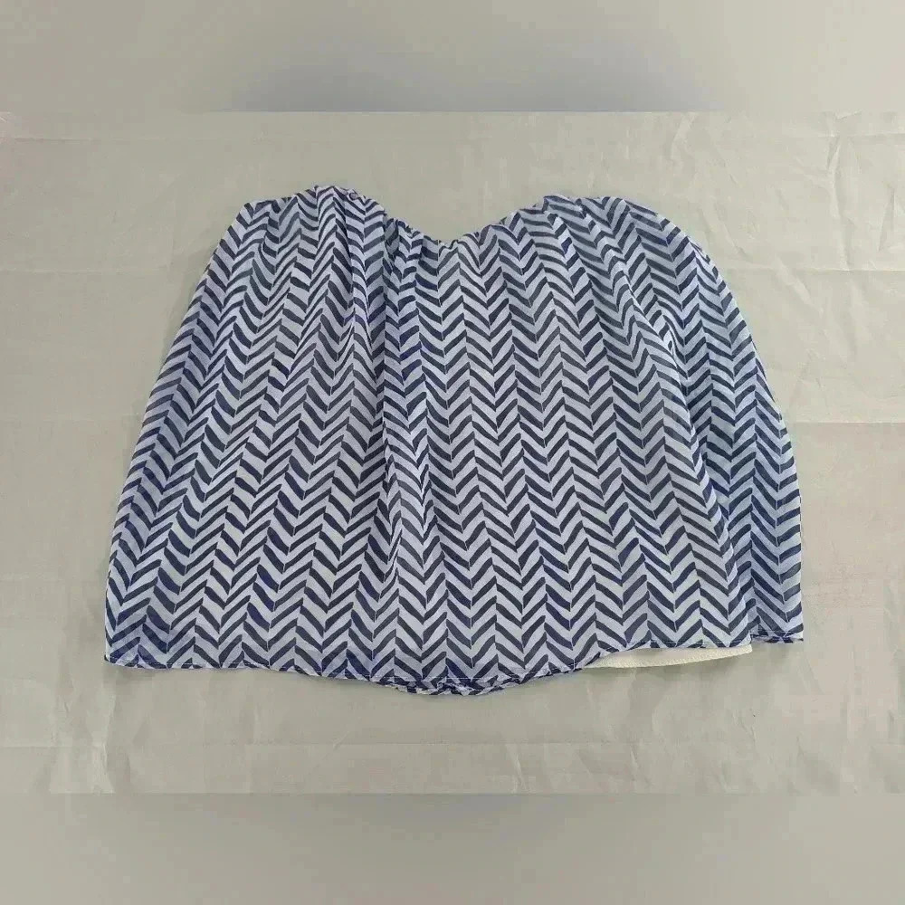 DO+BE Women's Blue And White Chevron Sleeveless Strapless Top Size Small